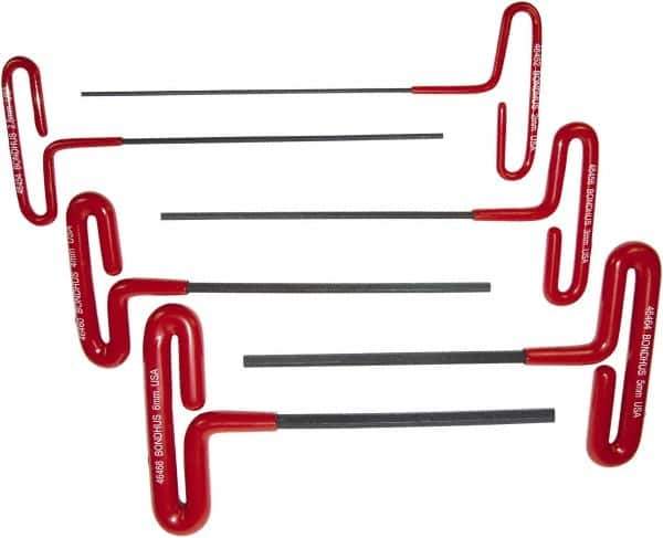 Bondhus - 6 Piece T-Handle Cushion Grip Hex Key Set - Hex Range 2 to 6mm, Protanium High Torque Steel - Eagle Tool & Supply