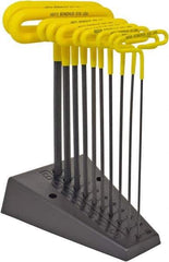 Bondhus - 10 Piece T-Handle Cushion Grip Hex Key Set - Hex Range 3/32 to 3/8", Protanium High Torque Steel - Eagle Tool & Supply