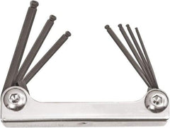 Bondhus - 7 Piece Fold-Up Ball End Hex Key Set - Hex Range 1/16 to 5/32", Protanium High Torque Steel - Eagle Tool & Supply