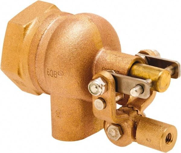 Control Devices - 1/2" Pipe, Brass, Angle Pattern-Single Seat, Mechanical Float Valve - 115 psi, FIP End Connections - Eagle Tool & Supply