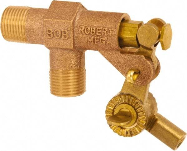 Control Devices - 3/8" Pipe, Brass, Angle Pattern-Single Seat, Mechanical Float Valve - 125 psi, MIP End Connections - Eagle Tool & Supply