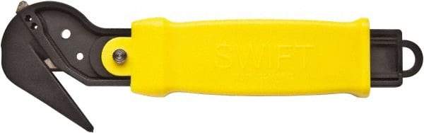 Swift Safety Cutter - Springback Safety Utility Knife - 2" Steel Blade, Yellow Nylon-6 Polyamide Handle, 1 Blade Included - Eagle Tool & Supply