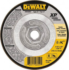 DeWALT - 24 Grit, 4-1/2" Wheel Diam, Type 27 Depressed Center Wheel - Coarse/Medium Grade, Ceramic, N Hardness, 13,300 Max RPM - Eagle Tool & Supply
