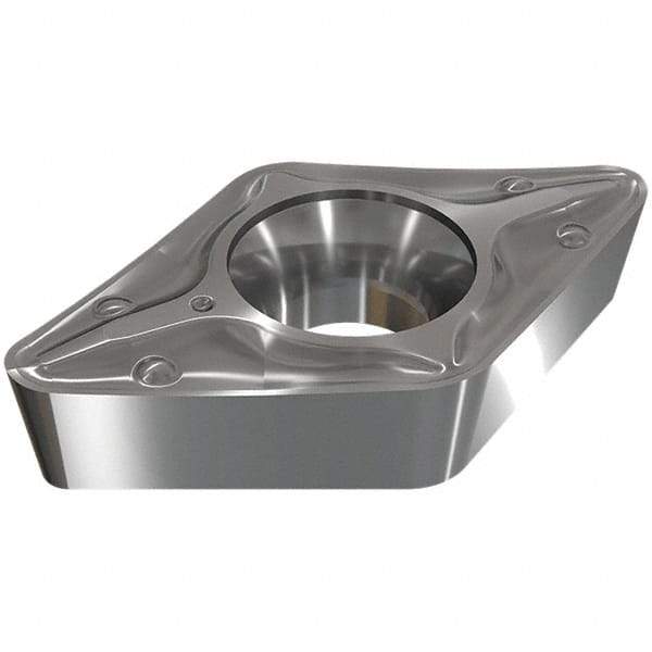 Iscar - DCMT3-0 PF Grade IC830 Carbide Turning Insert - TiAlN/AlTiN/TiN Finish, 55° Diamond, 9.52mm Inscr Circle, 3.97mm Thick, 0.2mm Corner Radius - Eagle Tool & Supply