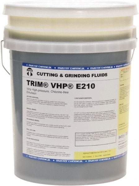 Master Fluid Solutions - Trim VHP E210, 5 Gal Pail Cutting & Grinding Fluid - Water Soluble, For Grinding, Drilling, Gundrilling, Gunreaming - Eagle Tool & Supply