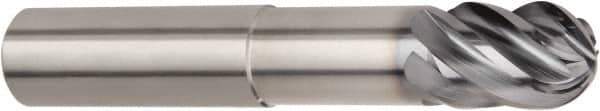 Kennametal - 5/8" Diam, 3/4" LOC, 6 Flute Solid Carbide Ball End Mill - AlTiN Finish, Single End, 6" OAL, 5/8" Shank Diam, Spiral Flute - Eagle Tool & Supply