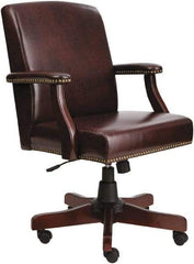 ALERA - 36-5/8 to 42-7/8" High Mid Back Chair - 26" Wide x 28" Deep, Vinyl Seat, Mahogany - Eagle Tool & Supply