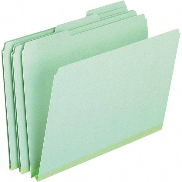 Pendaflex - 9-1/2 x 11-5/8", Letter Size, Green, File Folders with Top Tab - 25 Point Stock, Assorted Tab Cut Location - Eagle Tool & Supply