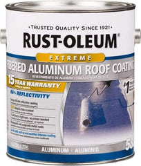 Rust-Oleum - 1 Gal Can Aluminum Fibered Aluminum Roof Coating - 50 Sq Ft/Gal Coverage, 397 g/L VOC Content, Mildew Resistant, Long Term Durability & Weather Resistance - Eagle Tool & Supply