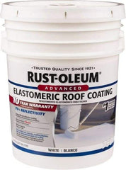 Rust-Oleum - 5 Gal Pail White Elastomeric Roof Coating - 65 Sq Ft/Gal Coverage, Mildew Resistant, Long Term Durability & Weather Resistance - Eagle Tool & Supply