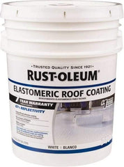 Rust-Oleum - 5 Gal Pail White Elastomeric Roof Coating - 65 Sq Ft/Gal Coverage, Mildew Resistant, Long Term Durability & Weather Resistance - Eagle Tool & Supply