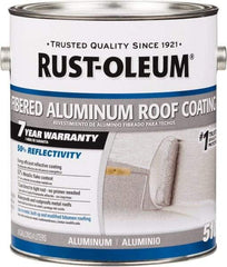 Rust-Oleum - 1 Gal Can Aluminum Fibered Aluminum Roof Coating - 50 Sq Ft/Gal Coverage, 459 g/L VOC Content, Mildew Resistant, Long Term Durability & Weather Resistance - Eagle Tool & Supply