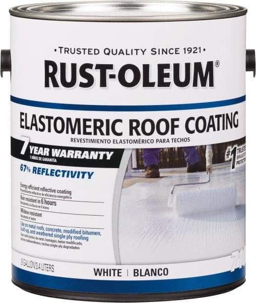 Rust-Oleum - 1 Gal Can White Elastomeric Roof Coating - 65 Sq Ft/Gal Coverage, Mildew Resistant, Long Term Durability & Weather Resistance - Eagle Tool & Supply