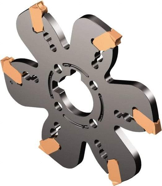 Sandvik Coromant - 0.0984" Cutting Width, 1.2205" Depth of Cut, 125mm Cutter Diam, 1.2598" Hole Diam, Indexable Slotting Cutter - 1.2598" Shank Diam, QD..X..C Toolholder, Right Hand Cutting Direction - Eagle Tool & Supply