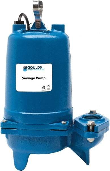 Goulds Pumps - 2 hp, 200 Amp Rating, 200 Volts, Single Speed Continuous Duty Operation, Sewage Pump - 3 Phase, Cast Iron Housing - Eagle Tool & Supply