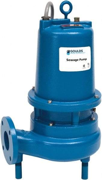 Goulds Pumps - 5 hp, 230 VAC Amp Rating, 230 VAC Volts, Single Speed Continuous Duty Operation, Sewage Pump - 1 Phase, Cast Iron Housing - Eagle Tool & Supply