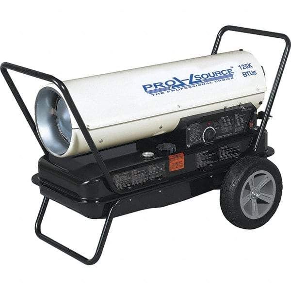 PRO-SOURCE - 10 to 125,000 BTU Rating, Multi-Fuel Forced Air Heater - 3,000 Sq Ft Max Heating Area, 10 Gal Capacity, Fuel with Kerosene, #1 Diesel & Jet A Fuel - Eagle Tool & Supply