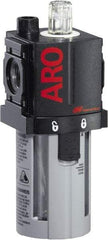 ARO/Ingersoll-Rand - 3/8" NPT, 150 Max psi Compact Modular Lubricator - Polycarbonate Bowl, Aluminum Body, 105 CFM, 125°F Max Temp, 2.2" Long x 2.24" Wide x 5.99" High - Eagle Tool & Supply