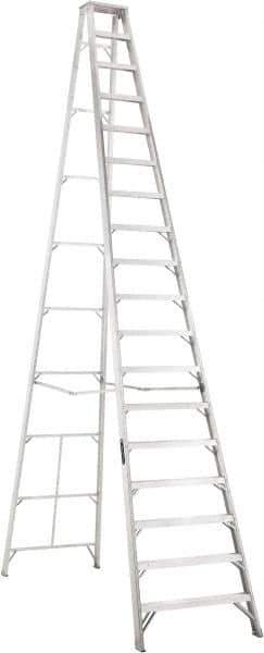 Louisville - 17 Steps, 18' High, Type IA Rating, Aluminum Step Ladder - 300 Lb Capacity, 40-3/4" Base Width - Eagle Tool & Supply