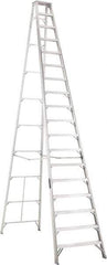 Louisville - 17 Steps, 18' High, Type IA Rating, Aluminum Step Ladder - 300 Lb Capacity, 40-3/4" Base Width - Eagle Tool & Supply