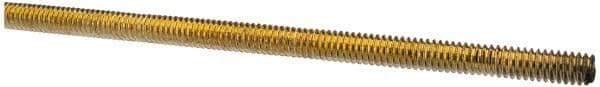 Value Collection - 1/4-20 UNC (Coarse), 6' Long, Alloy Steel Threaded Rod - Yellow Zinc-Plated Finish, Right Hand Thread - Eagle Tool & Supply