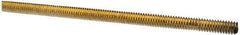 Value Collection - 1/4-20 UNC (Coarse), 6' Long, Alloy Steel Threaded Rod - Yellow Zinc-Plated Finish, Right Hand Thread - Eagle Tool & Supply