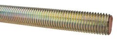 Value Collection - 1-8 UNC (Coarse), 3' Long, Alloy Steel Threaded Rod - Yellow Zinc-Plated Finish, Right Hand Thread - Eagle Tool & Supply