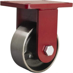 Hamilton - 6" Diam x 2-1/2" Wide x 8-1/2" OAH Top Plate Mount Rigid Caster - Forged Steel, 3,500 Lb Capacity, Tapered Roller Bearing, 5-1/2 x 7-1/2" Plate - Eagle Tool & Supply