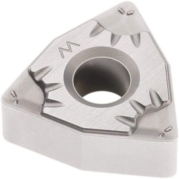 Seco - WNMG332 W-MF5 Grade TP1501 Carbide Turning Insert - Al2O3 Finish, 80° Trigon, 3/8" Inscr Circle, 3/16" Thick, 1/32" Corner Radius - Eagle Tool & Supply