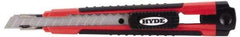 Hyde Tools - Snap Knife - 8-5/8" OAL, 3 Blades, Polystyrene (High Impact) Handle - Eagle Tool & Supply