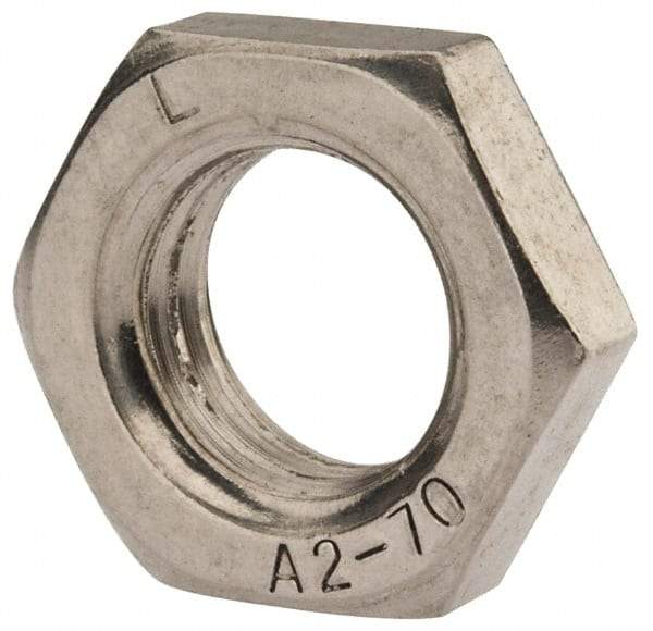 Value Collection - M18x2.50 Metric Coarse Stainless Steel Right Hand Hex Jam Nut - 27mm Across Flats, 9mm High, Uncoated - Eagle Tool & Supply