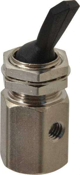 Specialty Mfr - 10-32 Non Exhaust Toggle Valve - 0.1 CV Rate, 150 Max psi, Detented Actuator - Eagle Tool & Supply