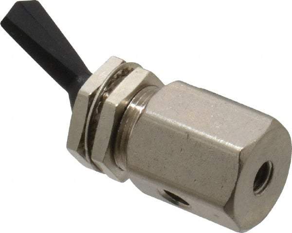 Specialty Mfr - 10-32F Exhaust Toggle Valve - 0.1 CV Rate, 150 Max psi, Detented Actuator - Eagle Tool & Supply