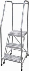 Cotterman - 60" 3 Step Rolling Warehouse Ladder - Rolling Safety Ladder, 350 Lb Capacity, 30" Platform Height, 22" Base Width x 29" Base Depth, Serrated - Eagle Tool & Supply