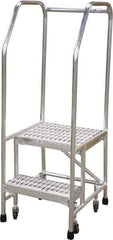 Cotterman - 50" 2 Step Rolling Warehouse Ladder - Rolling Safety Ladder, 350 Lb Capacity, 20" Platform Height, 26" Base Width x 23" Base Depth, Serrated - Eagle Tool & Supply