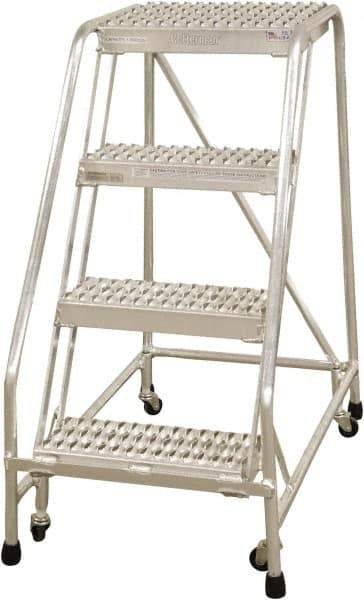 Cotterman - 40" 4 Step Rolling Warehouse Ladder - Rolling Safety Ladder, 350 Lb Capacity, 40" Platform Height, 30" Base Width x 36" Base Depth, Serrated - Eagle Tool & Supply