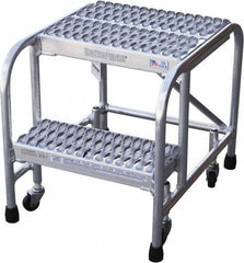 Cotterman - 20" 2 Step Rolling Warehouse Ladder - Rolling Safety Ladder, 350 Lb Capacity, 20" Platform Height, 26" Base Width x 23" Base Depth, Serrated - Eagle Tool & Supply