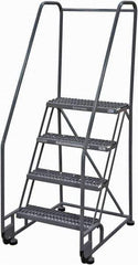 Cotterman - 70" 4 Step Rolling Warehouse Ladder - Tilt & Roll Safety Ladder, 450 Lb Capacity, 40" Platform Height, 28" Base Width x 37" Base Depth, Serrated Steel - Eagle Tool & Supply