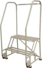 Cotterman - 50" 2 Step Rolling Warehouse Ladder - Tilt & Roll Safety Ladder, 450 Lb Capacity, 20" Platform Height, 28" Base Width x 24" Base Depth, Serrated Steel - Eagle Tool & Supply
