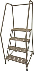 Cotterman - 70" 4 Step Rolling Warehouse Ladder - 50° Incline, 450 Lb Capacity, 40" Platform Height, 30" Base Width x 52" Base Depth, Perforated Tread - Eagle Tool & Supply