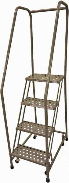 Cotterman - 70" 4 Step Rolling Warehouse Ladder - 50° Incline, 450 Lb Capacity, 40" Platform Height, 20" Base Width x 52" Base Depth, Perforated Tread - Eagle Tool & Supply