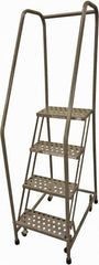 Cotterman - 70" 4 Step Rolling Warehouse Ladder - 50° Incline, 450 Lb Capacity, 40" Platform Height, 20" Base Width x 52" Base Depth, Perforated Tread - Eagle Tool & Supply