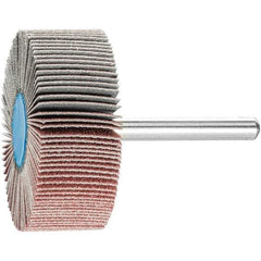 PFERD - 2" Diam x 3/4" Face Width, Aluminum Oxide Coated Mounted Flap Wheel - 1/4" Shank Mount, 120 Grit, 23,000 Max RPM - Eagle Tool & Supply