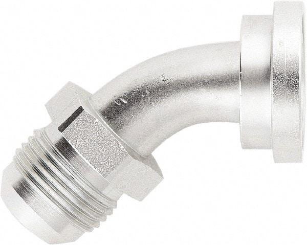 Parker - 1-1/16-12 Male SAE (JIC) 37° Flare Steel Hydraulic Hose SAE Code 61 Flange & 45° Elbow - 3,100 psi, -12 Hose Size, 3/4" Hose Diam - Eagle Tool & Supply