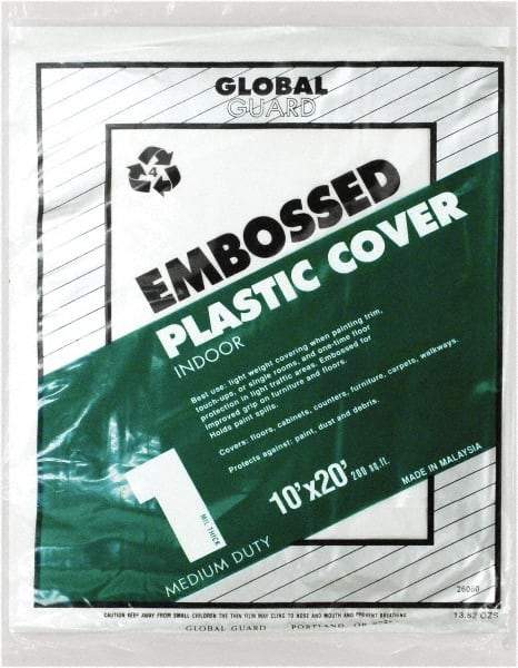 Premier Paint Roller - Medium Weight Plastic Drop Cloth - 20' x 10', 1 mil Thick, Off White - Eagle Tool & Supply