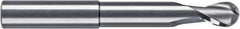 RobbJack - 3/8" Diam, 3/8" LOC, 2 Flute Solid Carbide Ball End Mill - Uncoated, Single End, 4" OAL, 3/8" Shank Diam, Spiral Flute - Eagle Tool & Supply