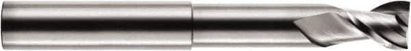 RobbJack - 1/2", 1/2" LOC, 1/2" Shank Diam, 5" OAL, 2 Flute, Solid Carbide Square End Mill - Single End, Uncoated, Spiral Flute, 40° Helix, Centercutting, Right Hand Cut, Right Hand Flute - Eagle Tool & Supply