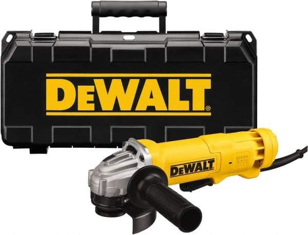 DeWALT - 4-1/2" Wheel Diam, 11,000 RPM, Corded Angle & Disc Grinder - 5/8-11 Spindle, 120 Volts, 11 Amps - Eagle Tool & Supply