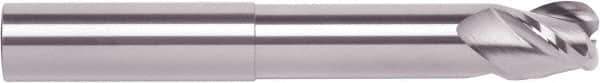 RobbJack - 1/2", 3 Flute, Single End, Solid Carbide, 0.03" Corner Radius End Mill - 5" OAL, 40° Helix, Right Hand Flute, 1/2" LOC, Right Hand Cut, 1-1/4" Extended Reach - Eagle Tool & Supply