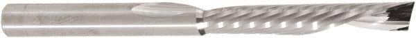 Amana Tool - 1/4" Cutting Diam x 1-1/2" Length of Cut, 1 Flute, Downcut Spiral Router Bit - Uncoated, Right Hand Cut, Solid Carbide, 3" OAL x 1/4" Shank Diam, 30° Helix Angle - Eagle Tool & Supply